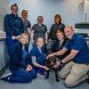 Charlie Sale, right, and members of the veterinary team who cared for Billy, centre