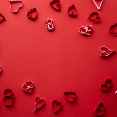 Hearts On A Red Surface